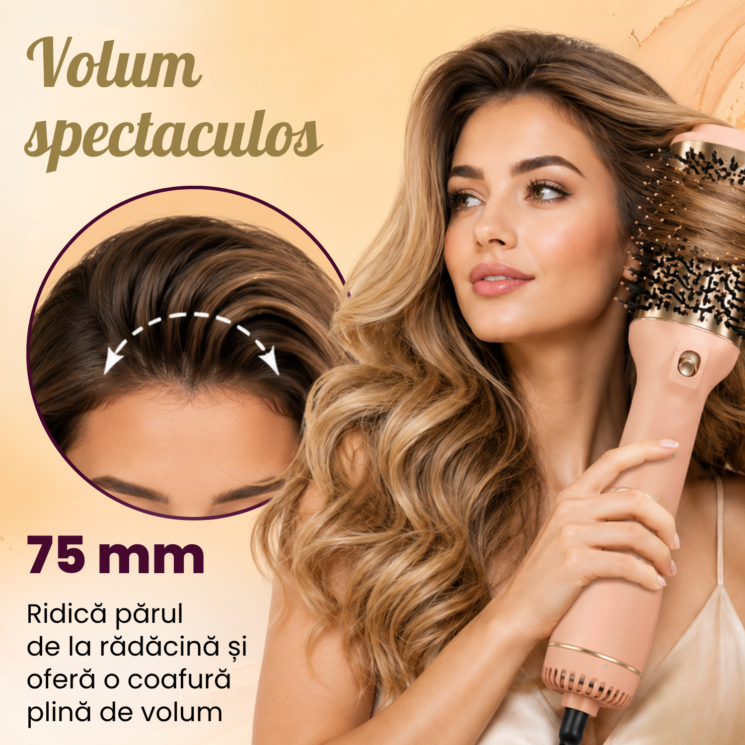 Perie Rotundă Aer Cald 1200W: Volum și Uscare Rapidă cu 3 Moduri și Husă Inclusă - imagine 4