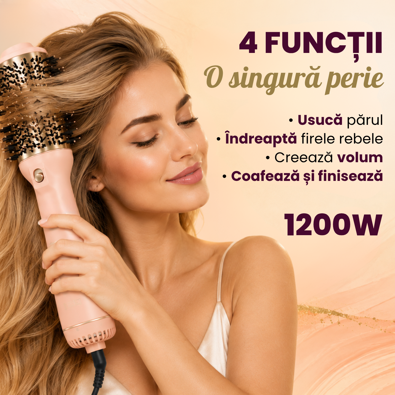 Perie Rotundă Aer Cald 1200W: Volum și Uscare Rapidă cu 3 Moduri și Husă Inclusă - imagine 8