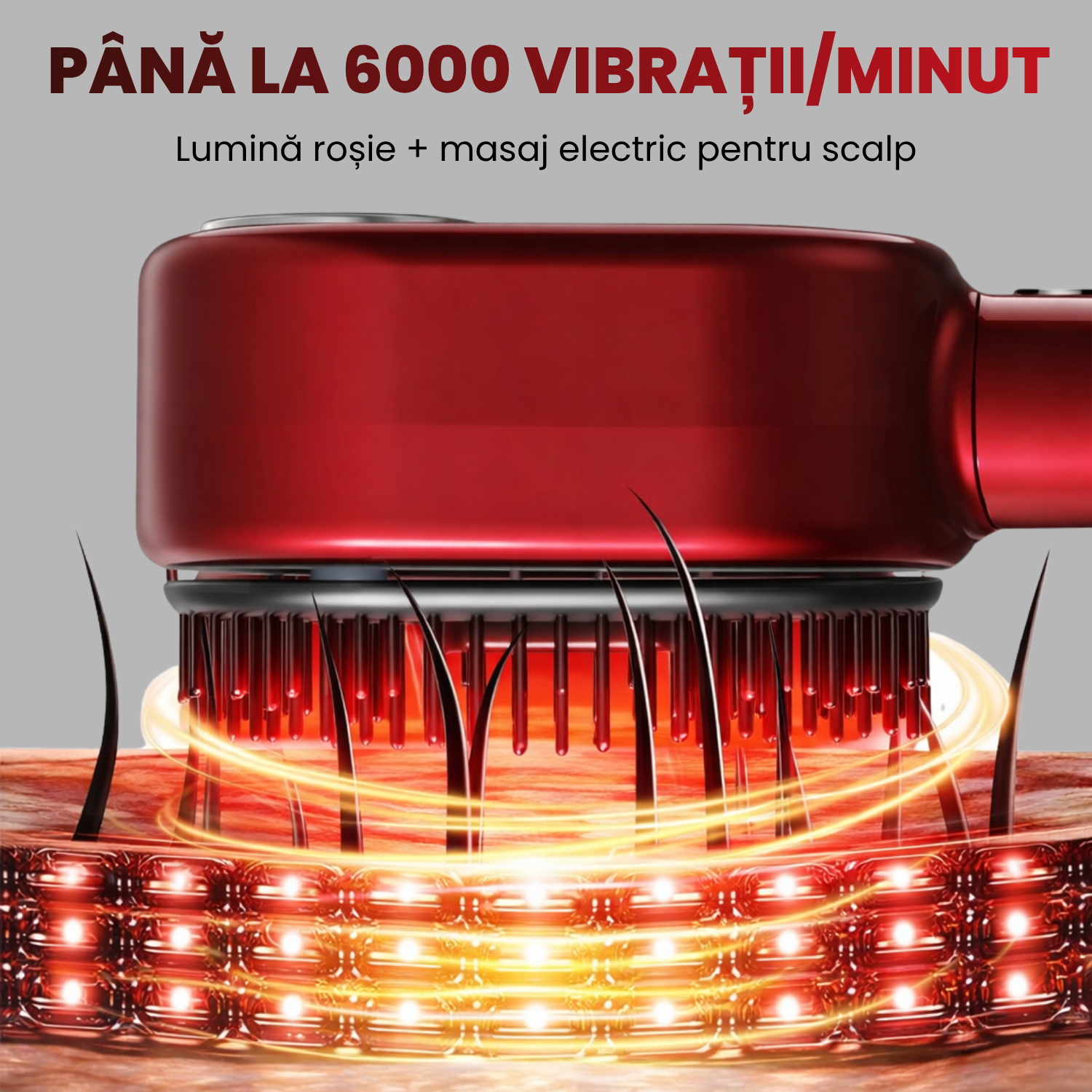 Perie de Par Smart, Pentru Masare Scalp cu Fototerapie si Ser Intensiv cu Biotina, Terapie LED infrarosu - imagine 6